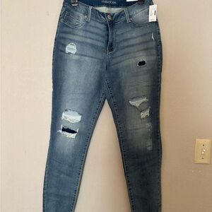 Maurices Women's Distressed Skinny Jeans - Medium Blue Wash NWT